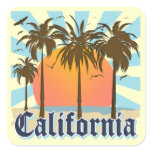 California Beaches Sunset Square Stickers