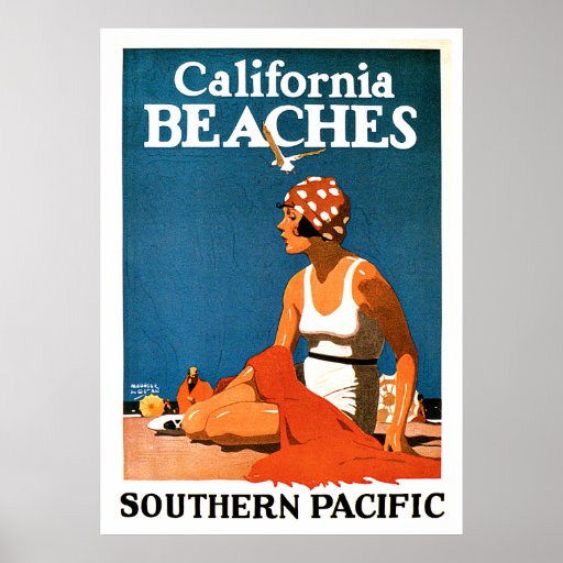 California Beaches Vintage Travel Posters
