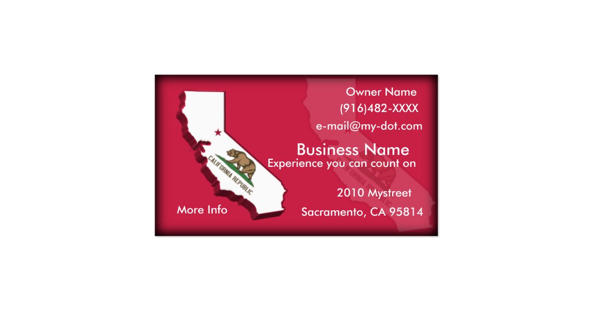 California Business Card Zazzle