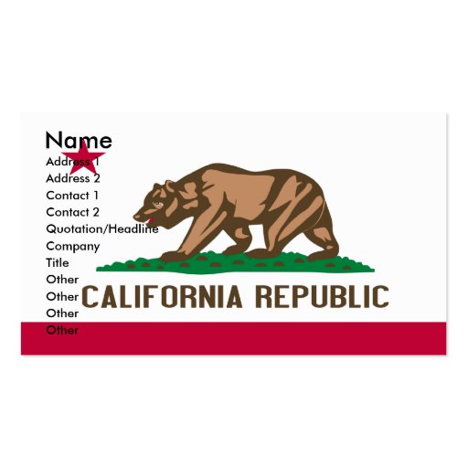 CALIFORNIA Business Cards (front side)