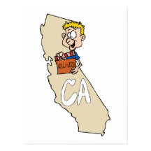 California CA Map & funny Hollywood Movie Action Post Cards