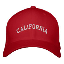 California Embroidered Flexfit Wool Cap Red Baseball Cap