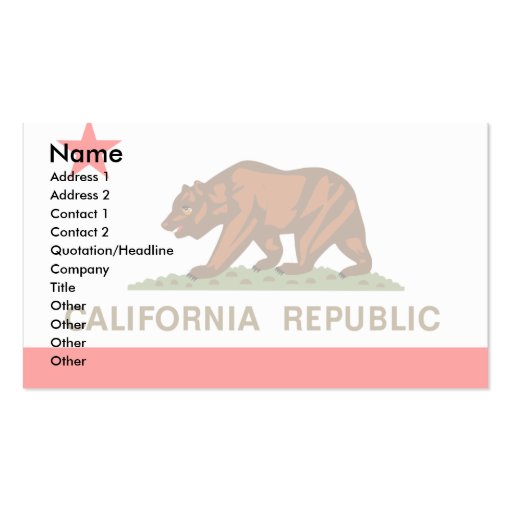 California Flag Business Cards (front side)