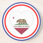 California Flag Heart Drink Coasters