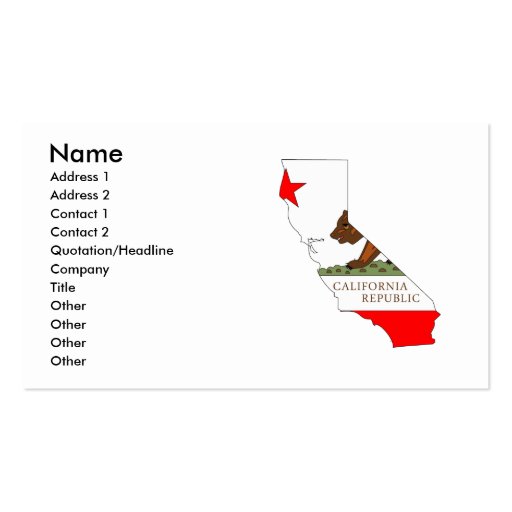California Flag Map Business Card Template (front side)