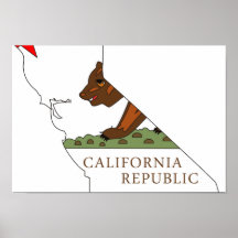 California Flag Map Print