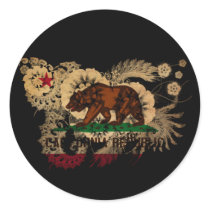 California Flag Round Sticker