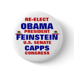 California for Obama Feinstein Capps Buttons