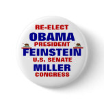 California for Obama Feinstein Miller Pins