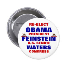 California for Obama Feinstein Waters Buttons