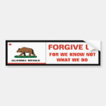 California: Forgive Us Bumper Sticker