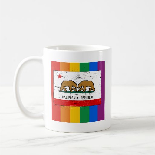 CALIFORNIA GAY MARRIAGE FLAG COFFEE MUGS
