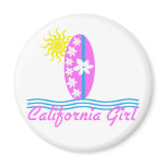 California Girl Pink Surfboard W/Sun Fridge Magnet