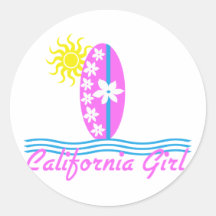 California Girl Pink Surfboard W/Sun Stickers