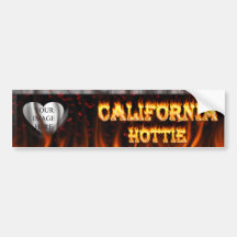 California hottie fire and flames bumper sticker
