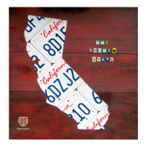 California License Plate Map Print posters