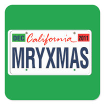 California License Plate Merry Xmas 2011 Square Sticker