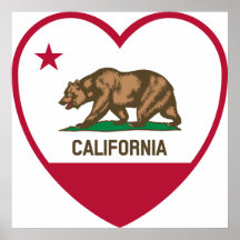 California Love - California Flag Heart Posters