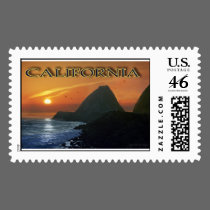 California Malibu Sunset Postage Stamp
