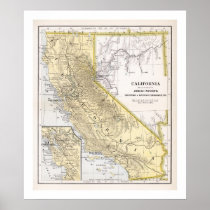 California Map from 1886 Poster