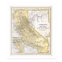 California Map from 1886 Poster posters