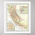 California Map from 1911 Poster posters
