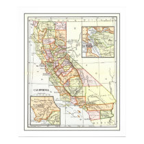 California Map from 1911 Poster posters
