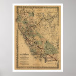 California & Nevada Railroad Map 1876 posters