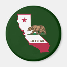 California Outline and Flag Fridge Magnets