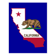 California Outline and Flag Post Cards