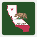 California Outline and Flag Square Sticker