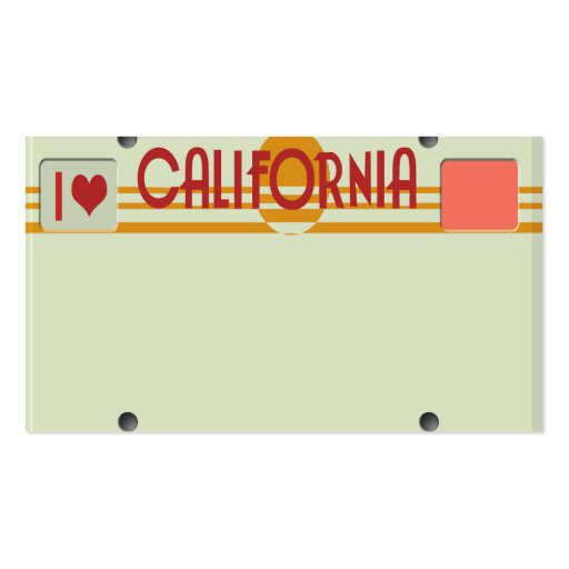 California Plates Business Card Template (back side)