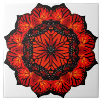 California poppy and monarch mandala tiles