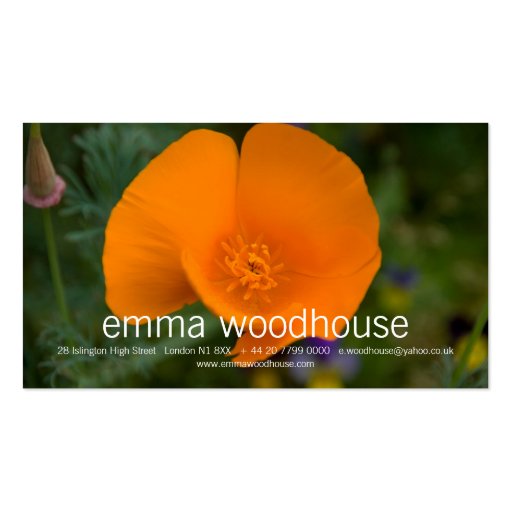 California Poppy Business Card Templates (front side)