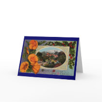 California Poppy Vintage Christmas Greeting Cards