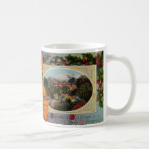 California Poppy Vintage Christmas Coffee Mug