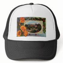 California Poppy Vintage Christmas Trucker Hat