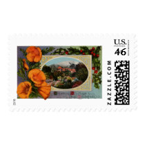 California Poppy Vintage Christmas Postage
