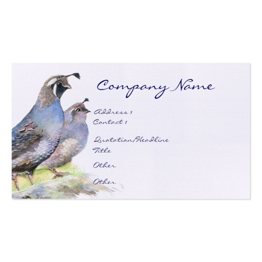 California Quail Business Card Bird Nature (front side)