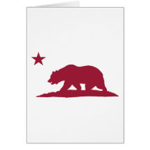 California Republic Bear - Red Greeting Card