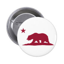 California Republic Bear - Red Pinback Button