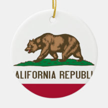 California Republic Bear State Flag Ornaments