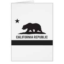 California Republic Flag - Black Greeting Card