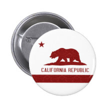 California Republic Flag Damask Pattern Pinback Buttons