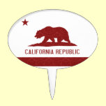 California Republic Flag Damask Pattern cake picks