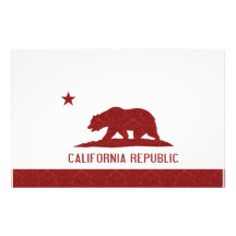 California Republic Flag Damask Pattern Stationery Paper