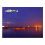 California sailboats in marina at dusk postcard