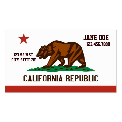 California State Flag Business Cards (front side)