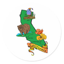 California Round Stickers