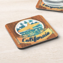 surfboard, california, vintage, sport, surf, cool, funny, old school, 60&#39;s, retro, wave, nostalgic, america, nostalgia, water, swag, fun, cork coaster, [[missing key: type_fuji_coaste]] with custom graphic design
